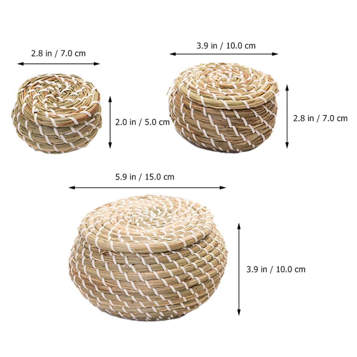 Cesta de Almacenamiento Tejida a Mano con Tapa, 1 Set de Mimbre
