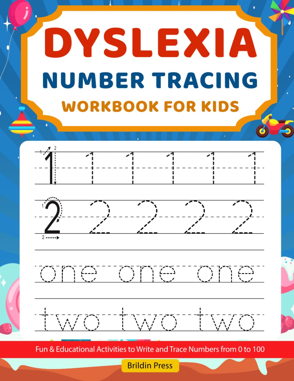 Dyslexia Number Tracing Workbook for Kids: Fun & Educational Activities to Write and Trace Numbers from 0 to 100