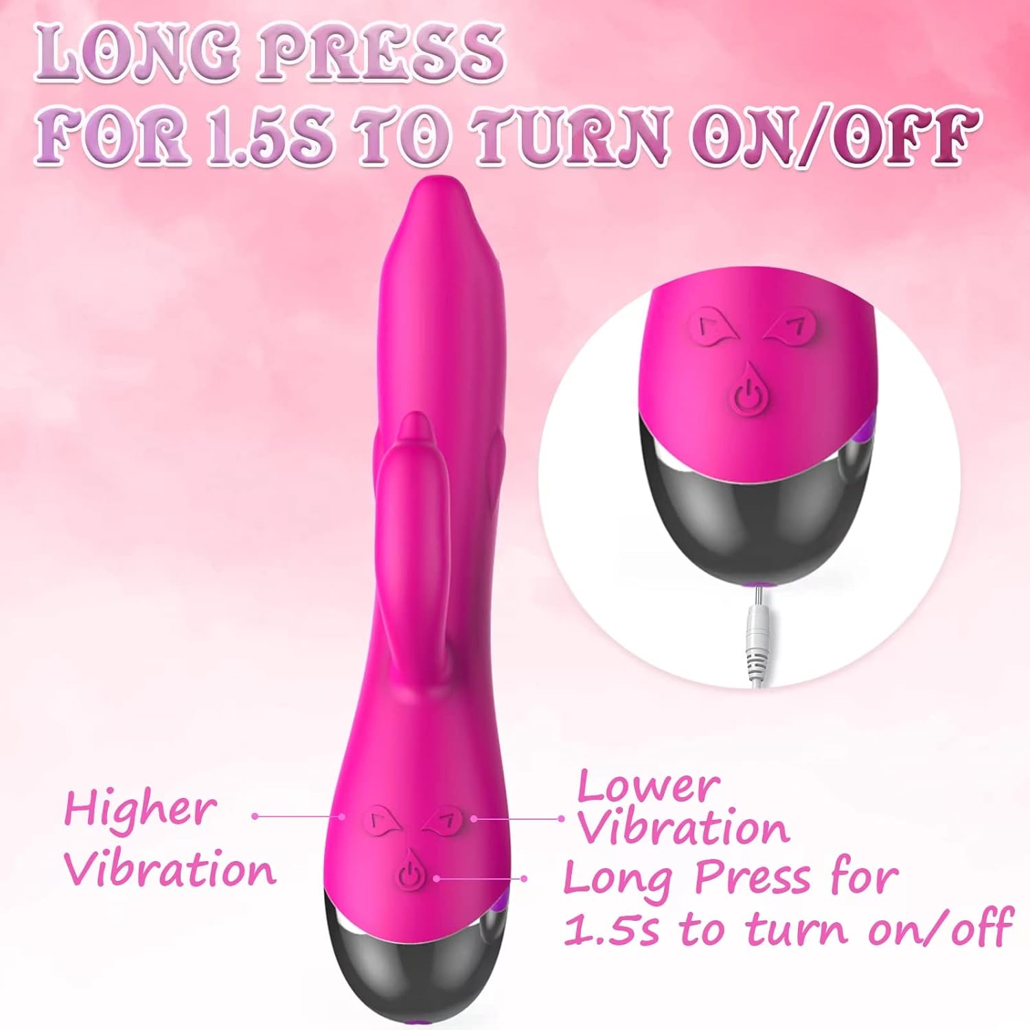 G-Spot Rabbit Vibrator Dildo with 6 Vibration Modes, Nipple Massager for Soft Silicone, Waterproof Rechargeable Adult Sex Toys for Women