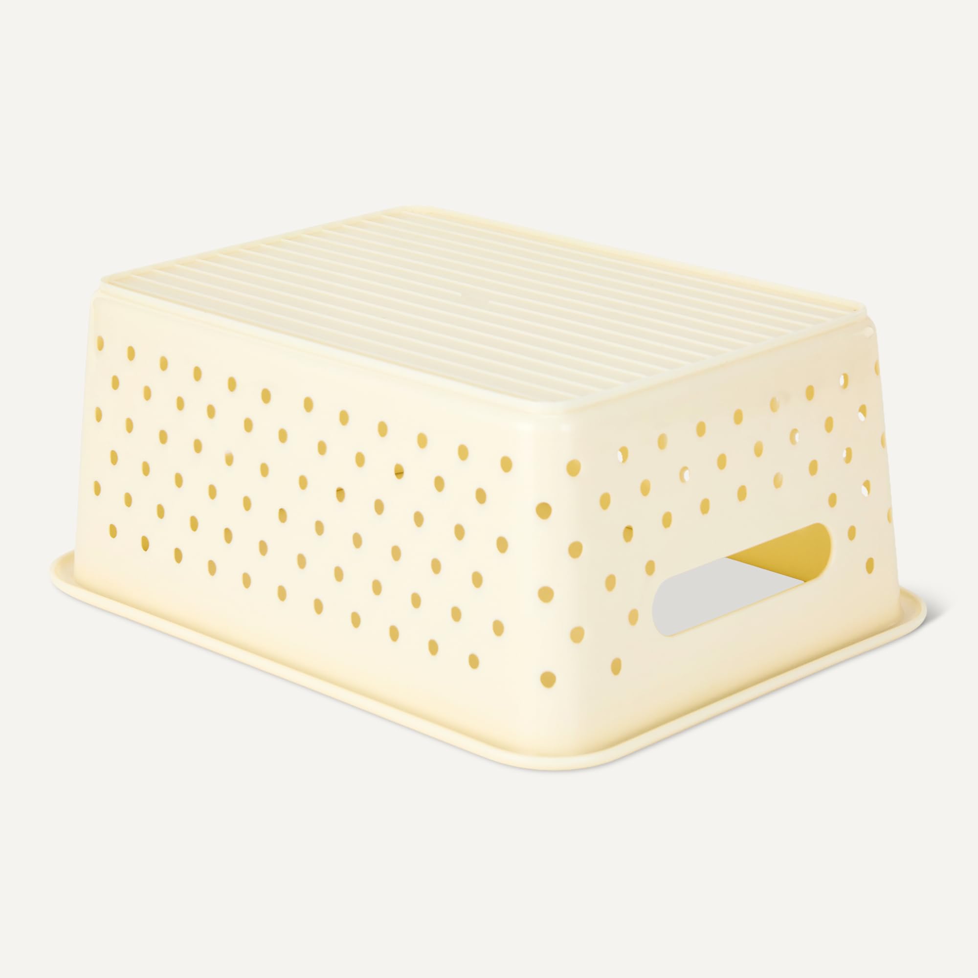 Amazon Basics Cestas Decorativas de Plástico sin BPA, 25,2cm x 18,8cm x 10,56cm, Color Marfil, Paquete de 6
