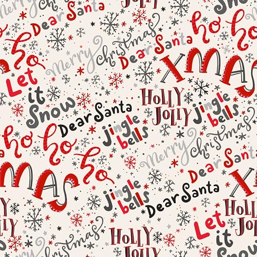 SINGER Fabrics 100% Cotton Quilt and Craft Fabric for Sewing 44 Inch Wide 1 Yard Precut Santas Word