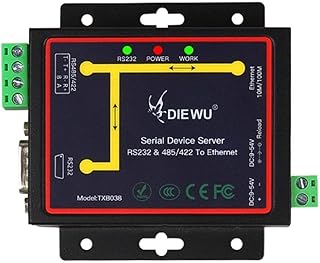 diewu RJ45 to RS232 RS485 RS422 Industrial Male Converter TCP/UDP Serial RS232 RS485 to Ethernet Device Server