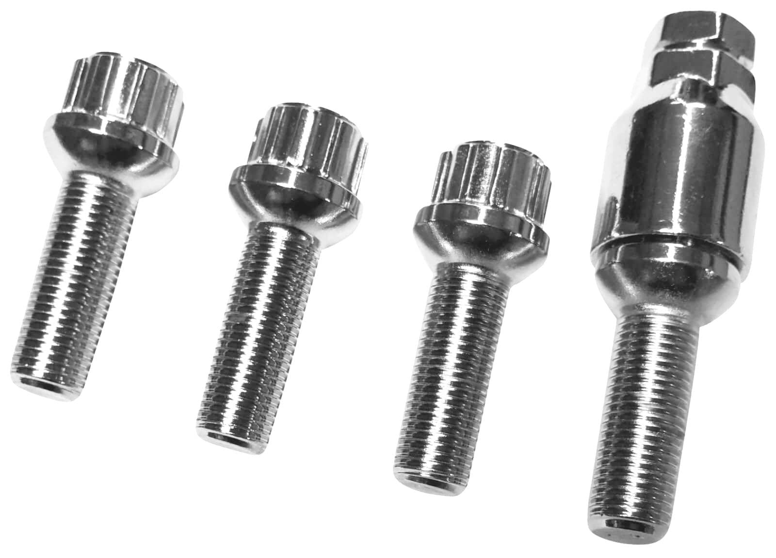 Felgenschloss M14x1,5x35mm Kugelbund R14 kompatibel mit Audi Bentley Ford Porsche Seat VW 4x silberne