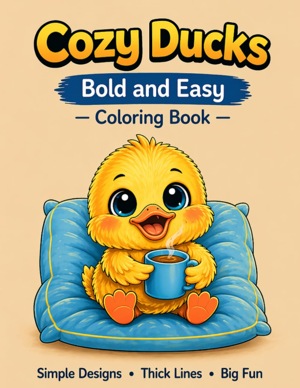 Cozy Ducks Bold and Easy Coloring Book: For Toddlers Ages 2-4: Big Simple Designs, Thick Lines, Perfect for Little Hands