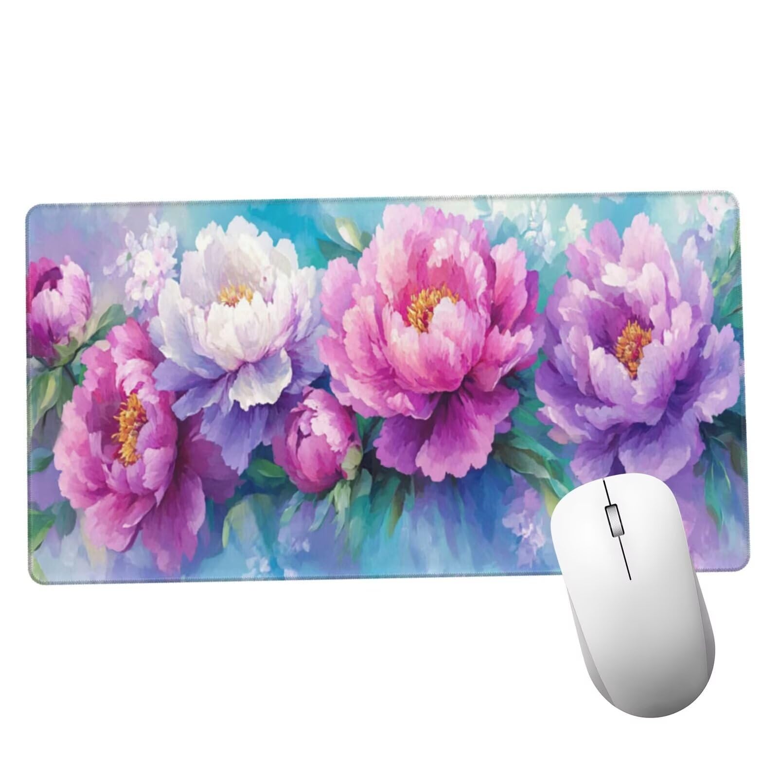 Fioletowa podkładka pod mysz XXL kwiat mata na biurko 1600 x 800 x 3 mm zmywalna podkładka do gier na laptopa, z antypoślizgową gumową podstawą do gier, komputera, personelu biurowego Y1123