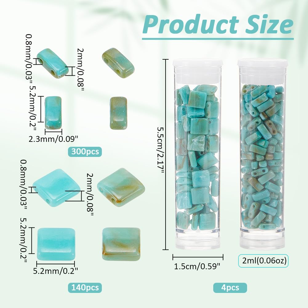 NBEADS Kit Perline Tila Blu – 312 Pezzi 5x5mm In Vetro Con Filo Elastico E Ago Per Creare Bracciali E Collane