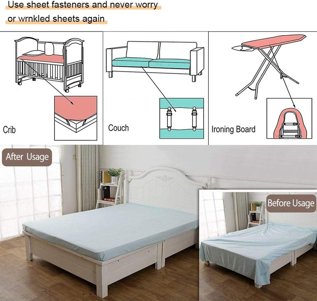 4Pcs Adjustable Bed Sheet Straps Clips, Elastic Mattress Sheet