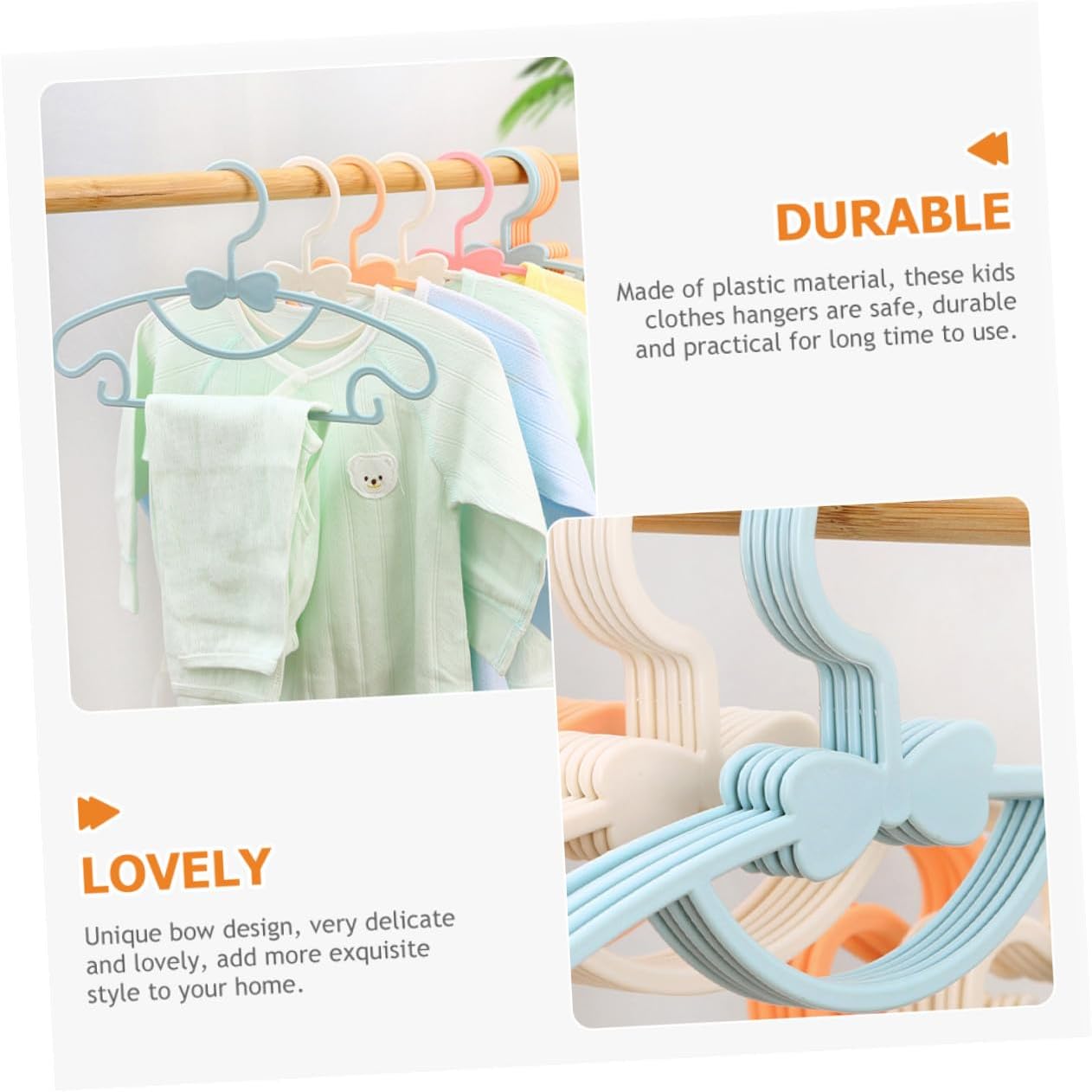 Plastic Clothes Hangers 100 Pack Clothes Drying Hangers Bowknot Style for Boys and Random Color