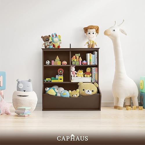 Miniatura 37 de CAPHAUS Organizador de almacenamiento de juguetes para niños, cubo de almacenamiento abierto, libro multifuncional, gabinete de almacenamiento de E.