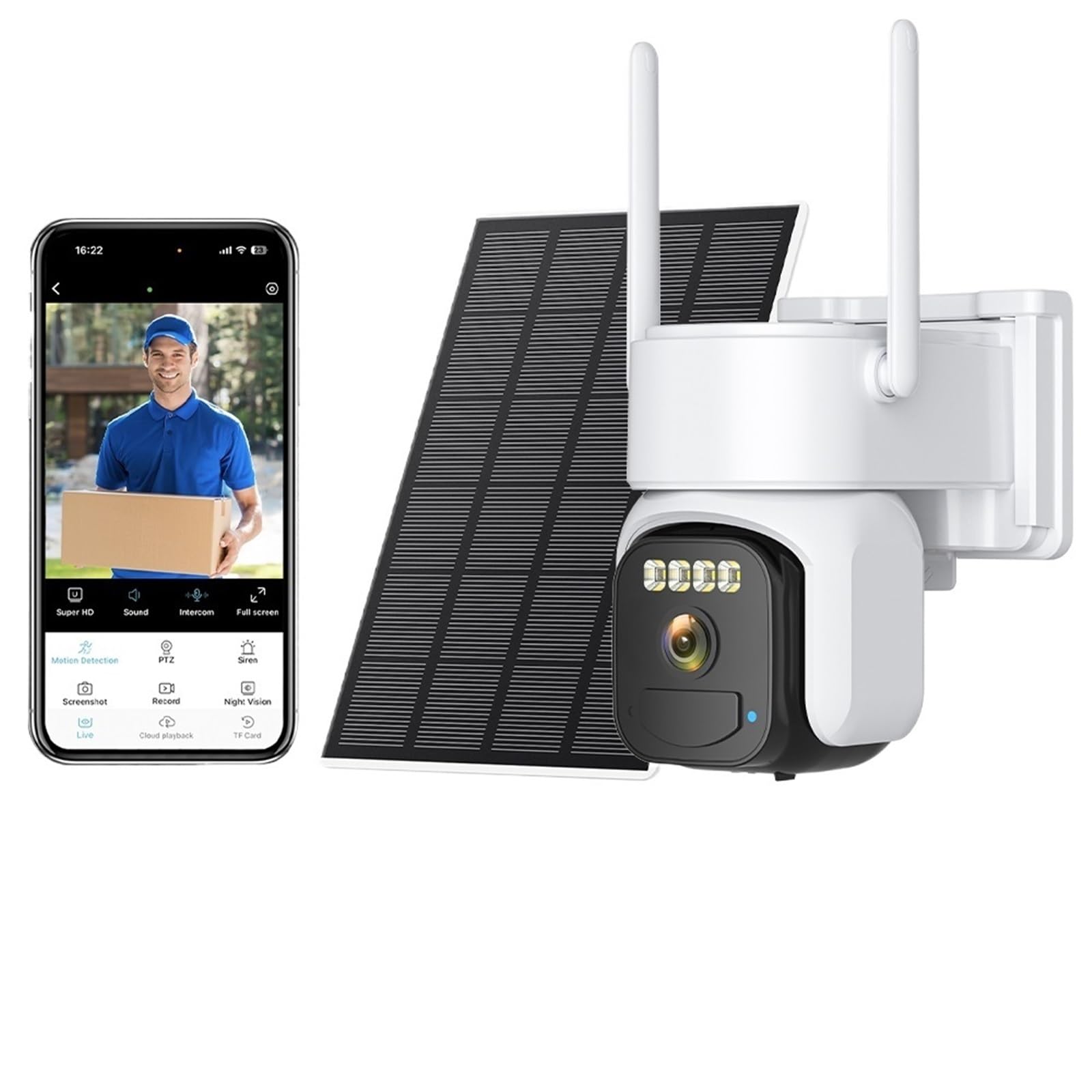 JVDDI 10MP 5K Wireless Solar Wifi Camera Outdoor Dual Lens Dual Screens Auto Tracking Surveillance Camera 5X Digital Zoom Security CAM(5MP NO SD Card)