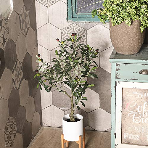 Artificial Olive Tree Plants 32 Inch Fake Olive Branch Leaves Topiary Silk Tree Faux Plant Decor #TOP4