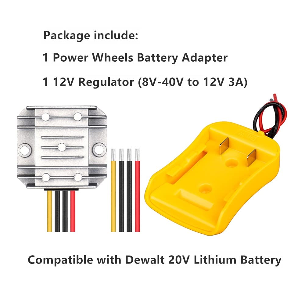 Power Wheels Adapter & Step Down DC Voltage Converter for DeWalt 20V to