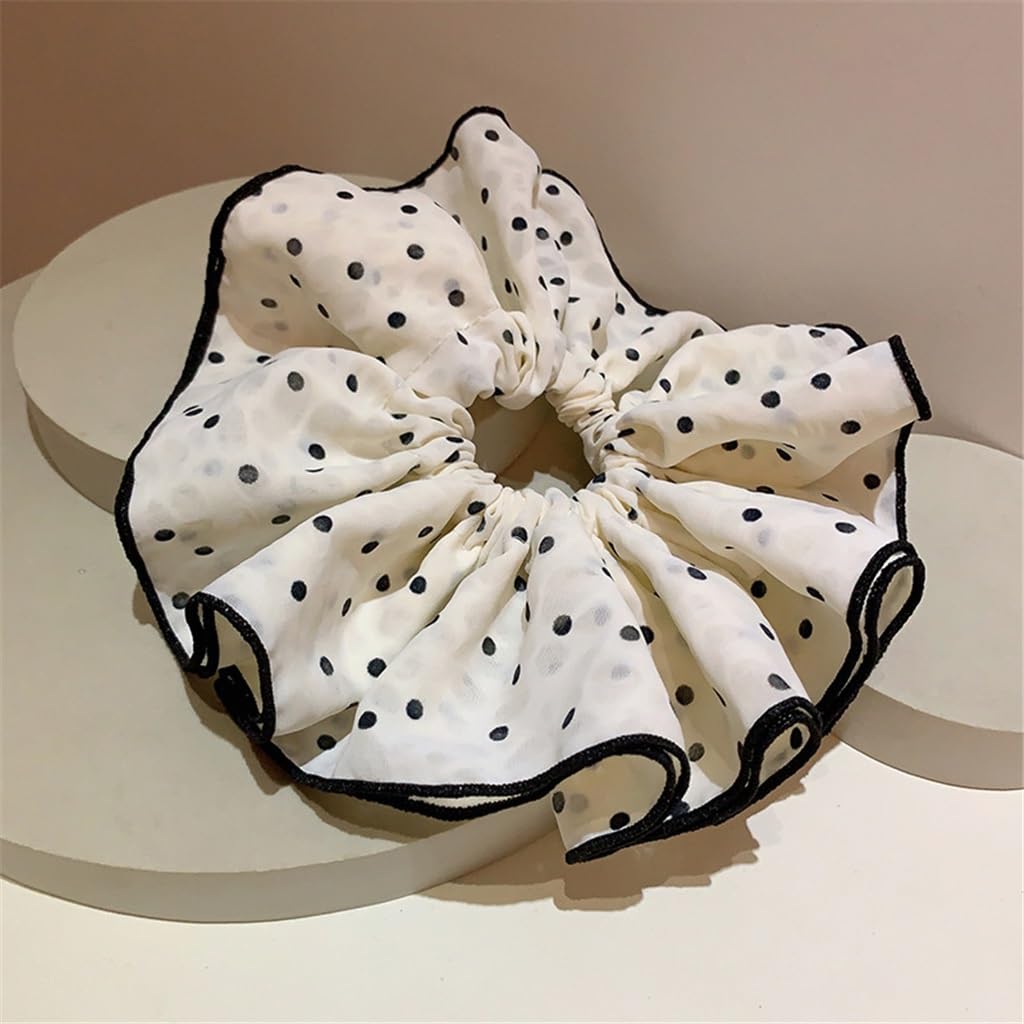 Cravate cheveux noir et blanc plissé JFDBGU avec cercle élastique argenté