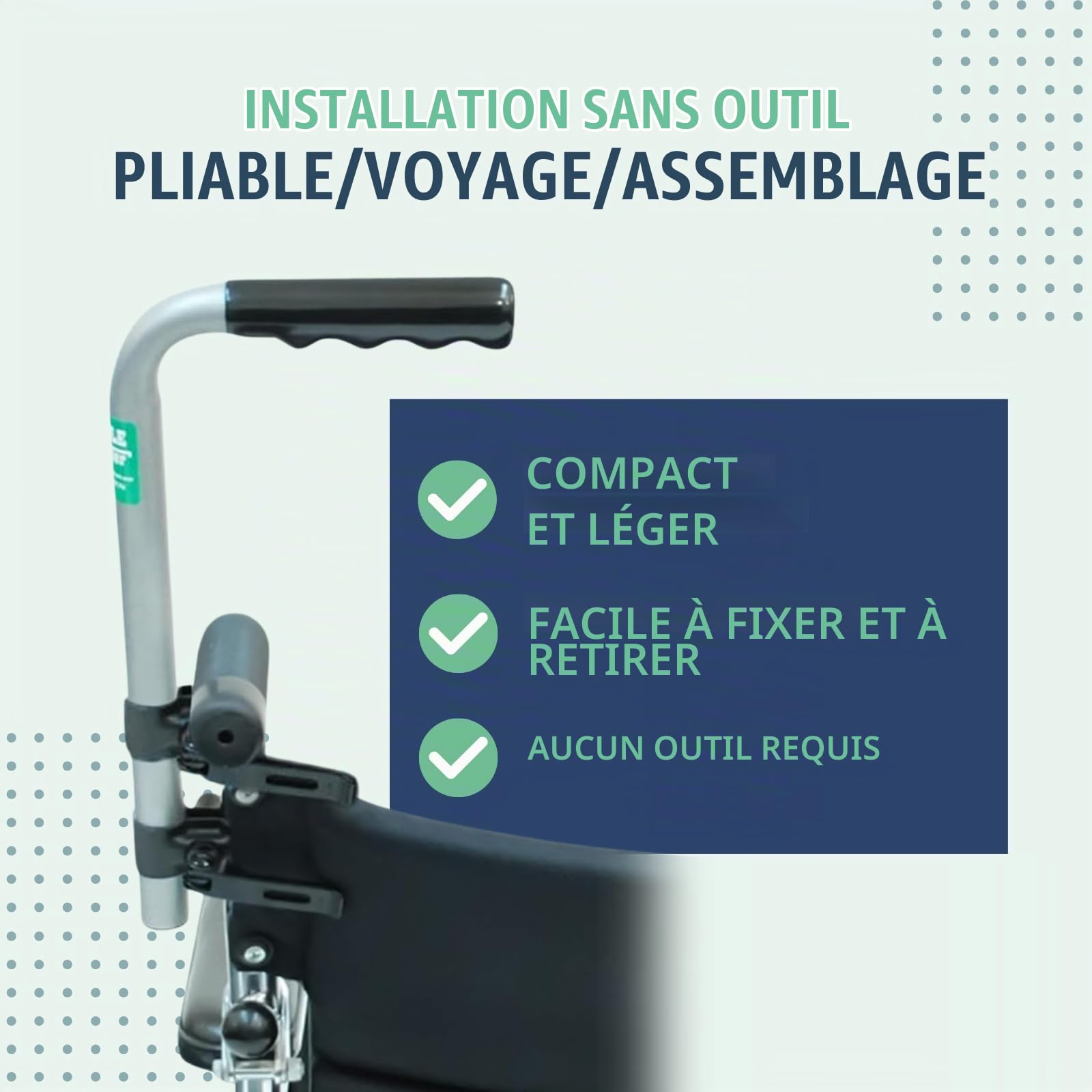 Troy Technologies Rallonge de poignée de fauteuil roulant robuste – Fixations universelles pour fauteuils roulants et poussettes