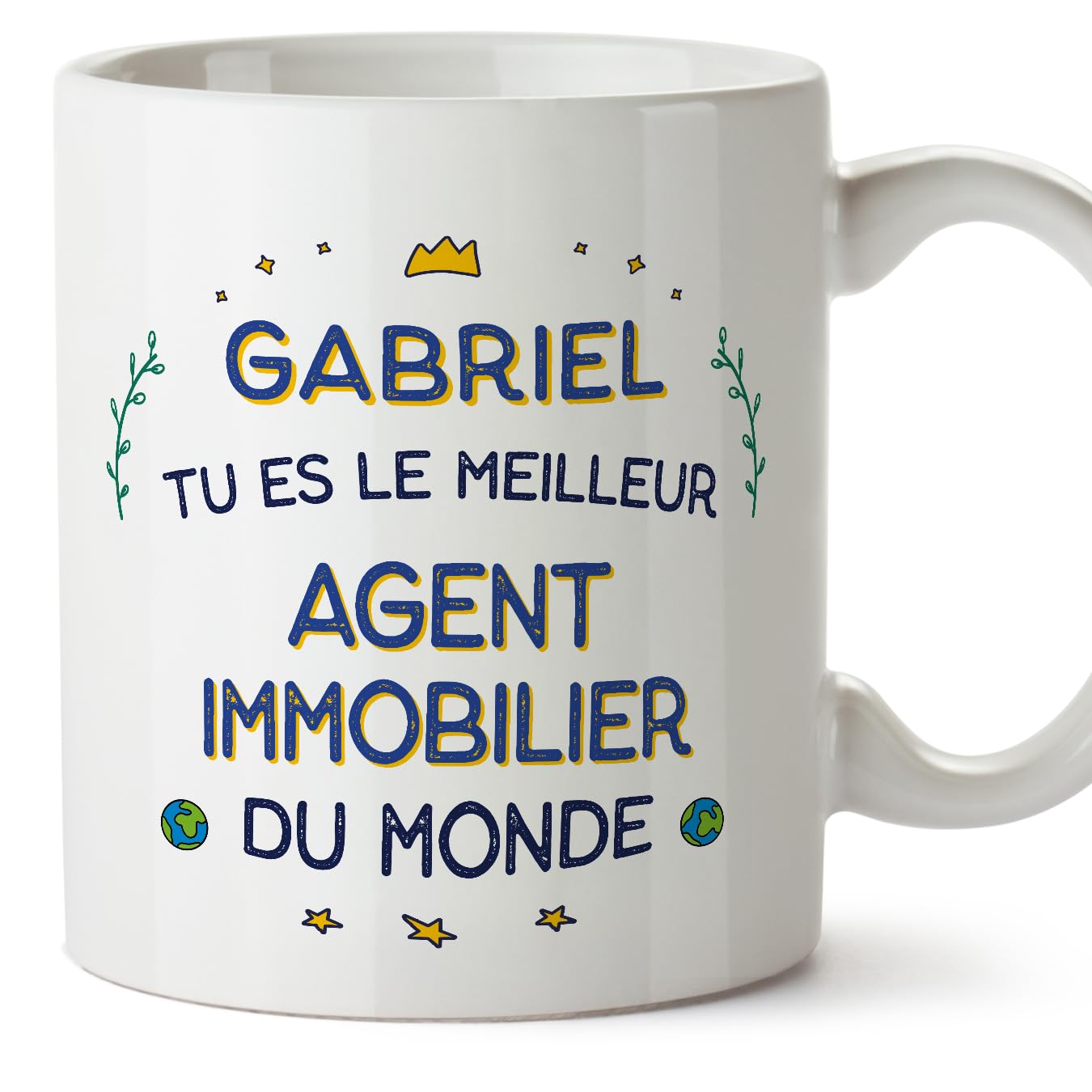 MUGFFINS Personalised Mug for Real Estate Agent Man - in French - Meilleur du Monde - Funny Custom Gift for Colleagues - Ceramic 11oz Mug