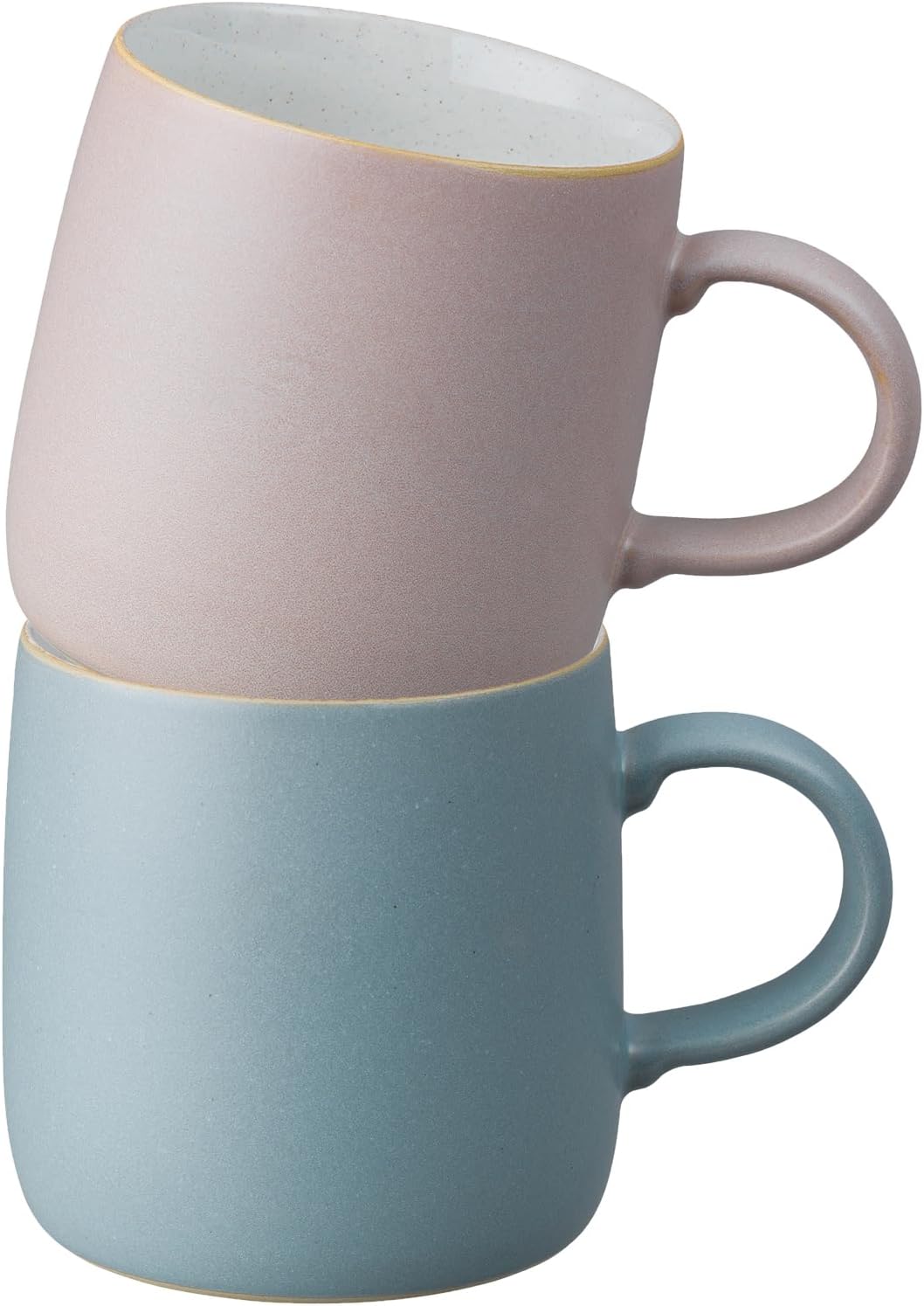 Denby - Impression Assorted Blue & Pink Small Mugs Set of 2-9.5oz/ 280ml Tea Cup Mug Set For Office & Home - Dishwasher Safe, Microwave Safe - Tea Cups With Blue and Pink Glaze, Chip Resistant