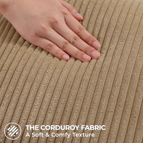 Mecatny Corduroy Decorative Throw Pillow Covers 26x26 Set of 2 for Sofa Living Room, Soft Neutral Boho Couch Pillow Covers for Home Decor, Khaki