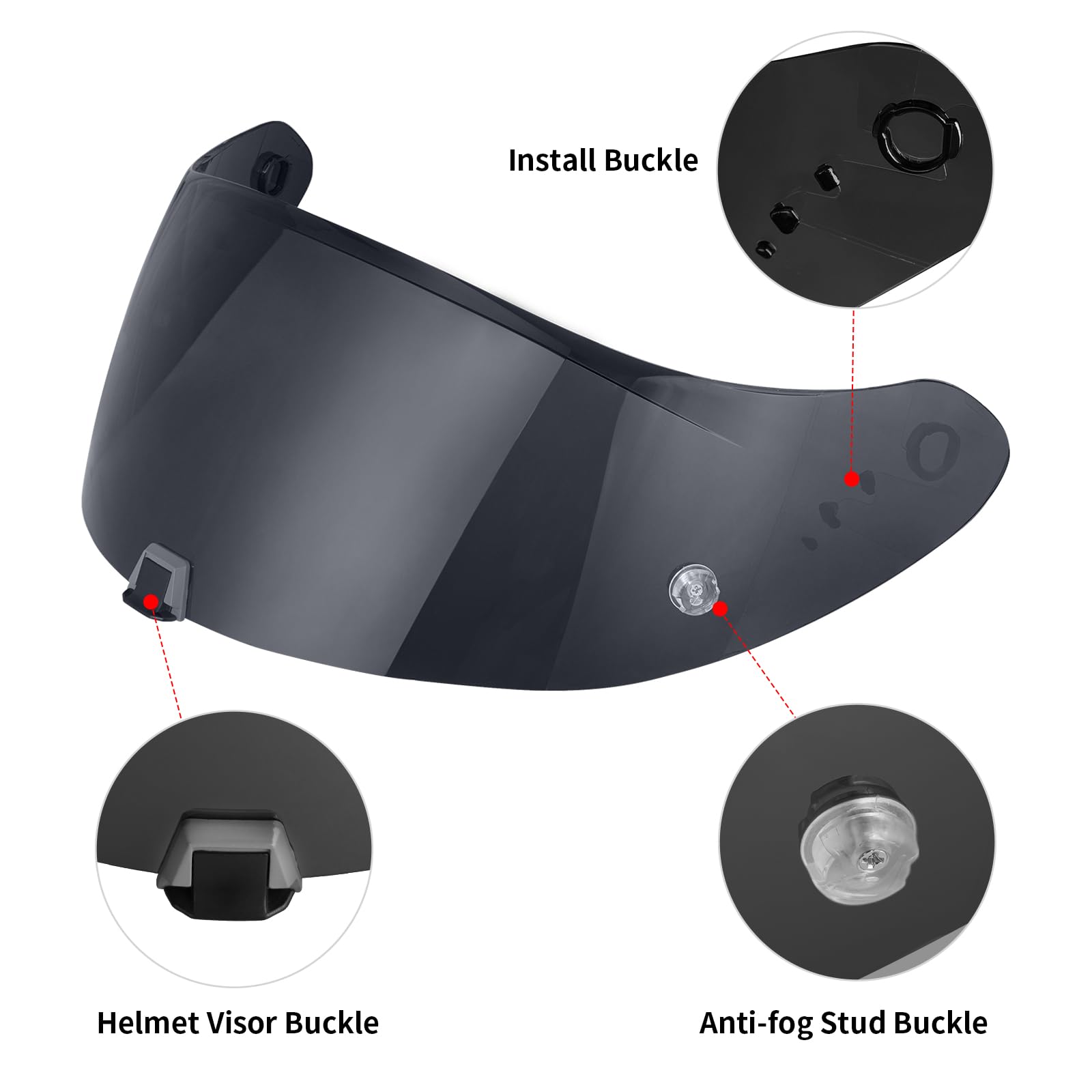 MXJ Gear T520 Helmet Visor for ST1400 R1 - T520 ST1400 R1 Face Shield Helmet Visor Accessories (Black)