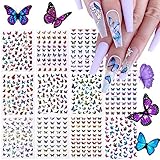 TOROKOM 12 Sheets Butterfly Nail Art Stickers Decals, 3D Self-Adhesive Nail Decals Butterfly Designs...