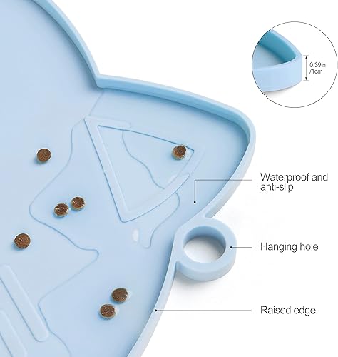 Miniatura 52 de Coomazy Tapete de comida para gatos, tapete de alimentación para perros más grueso para alimentos y agua, tapete de silicona antideslizante