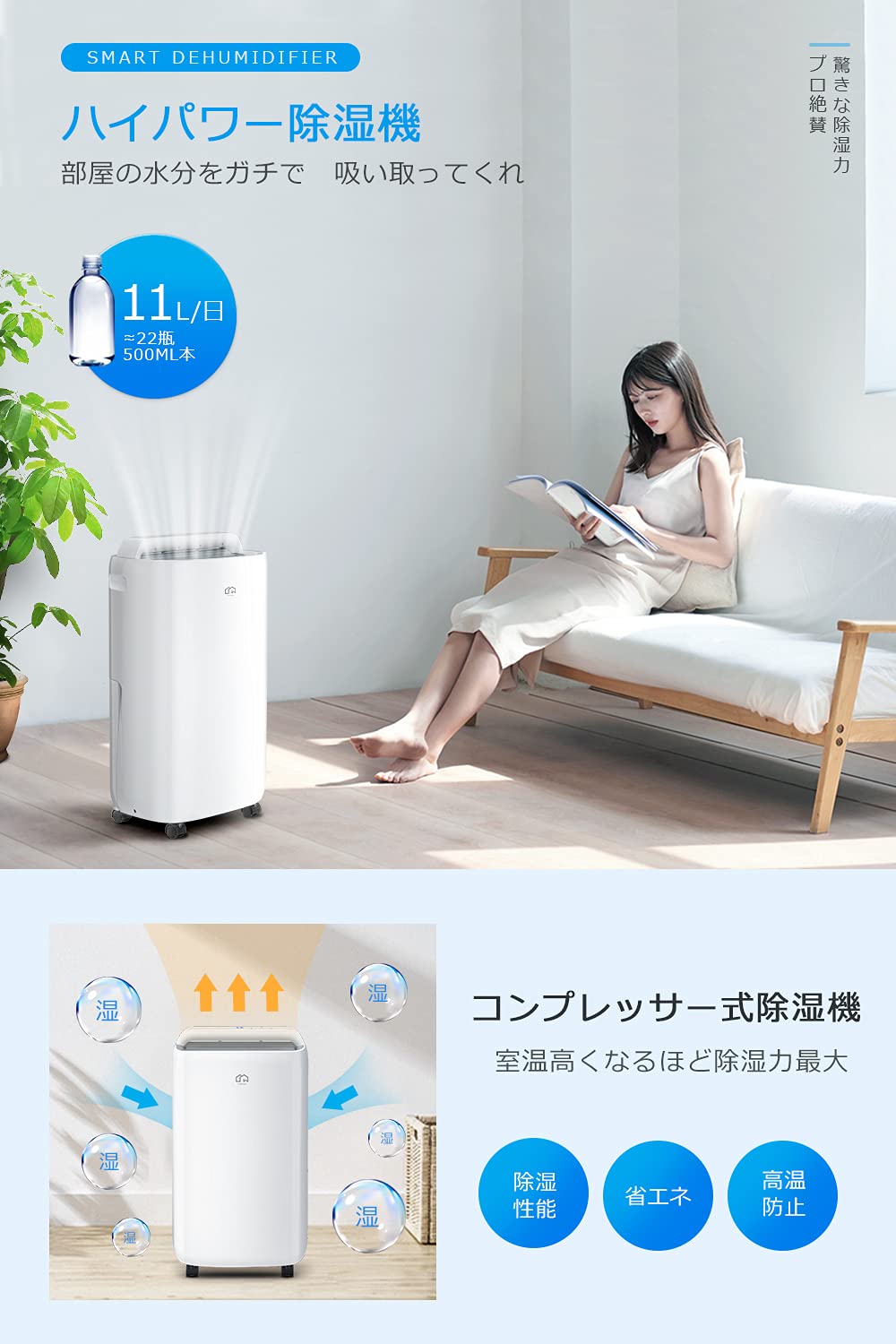 Amazon | 除湿機 コンプレッサー式 強力除湿 【除湿量11L/日 木造24畳 