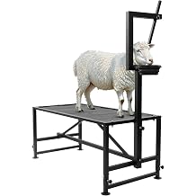 600LBS Goat Milking Stand, Milking Platform with Removable Feed Bin, 9-22in Adjustable Height, Portable Livestock Stand for Goats, Sheep, Calves,Black