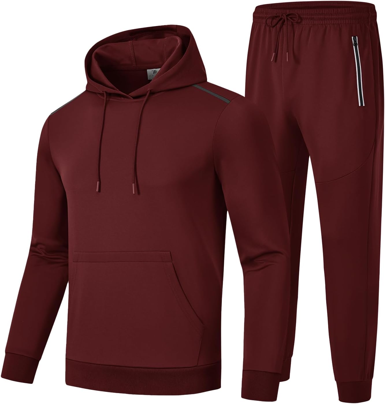 Donhobo Trainingspak Heren 2-delig Tracksuit met Hoodie en Sportbroek Streetwear Stijl Mode Trainingspak voor Mannen Gym Warm Trainingspak Ademend Sportanzug, wijnrood, L