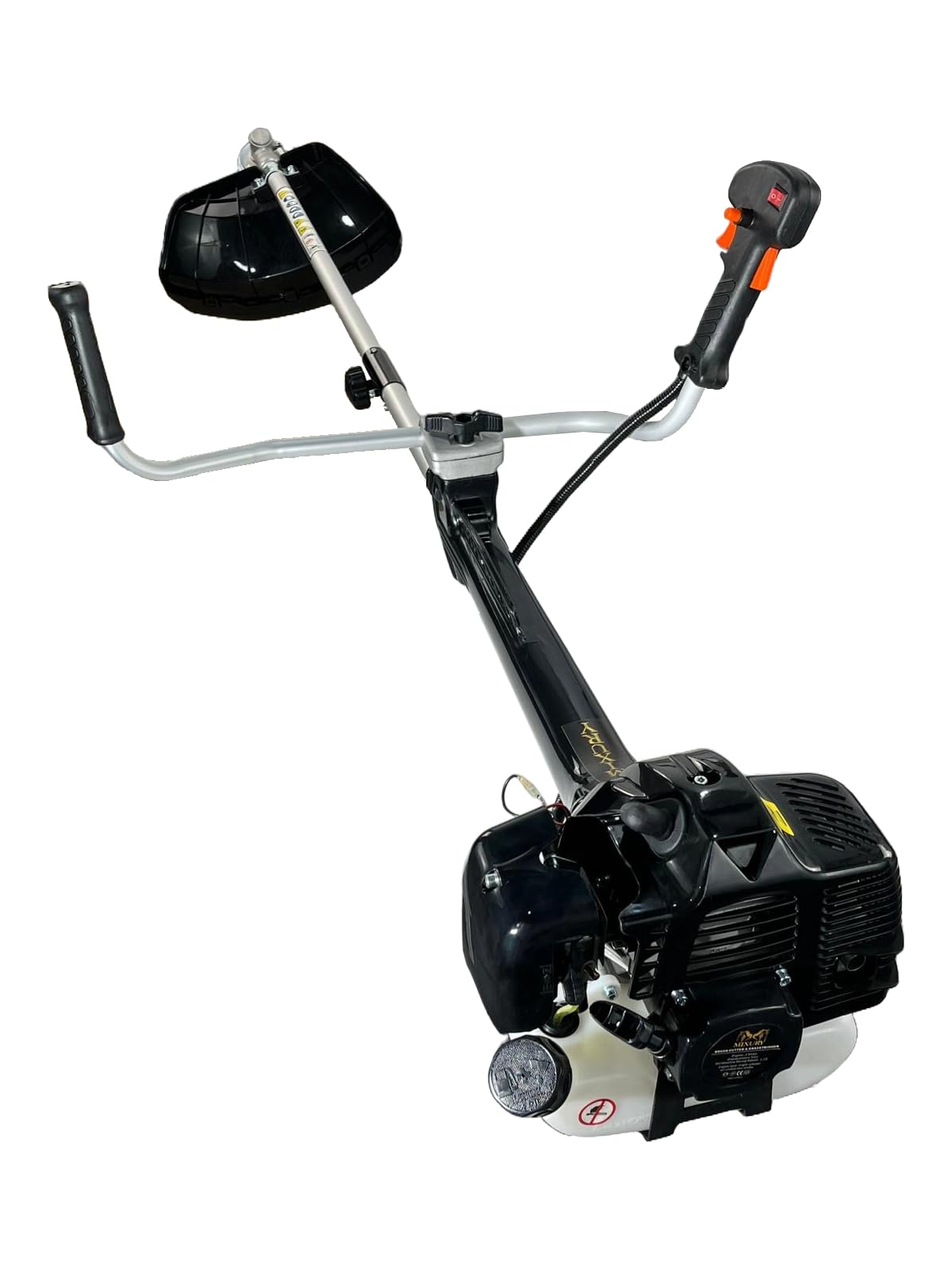 Desbrozadora Gasolina 52cc 3cv Motor 2 Tiempos, con 4 Accesorios de Corte Intercambiables, arnés, Barra Divisible y Kit de Seguridad Completo