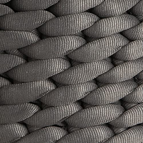 Pouf knitted gris oscuro de madera y algodon 40x40x45cm para dormitorio 4