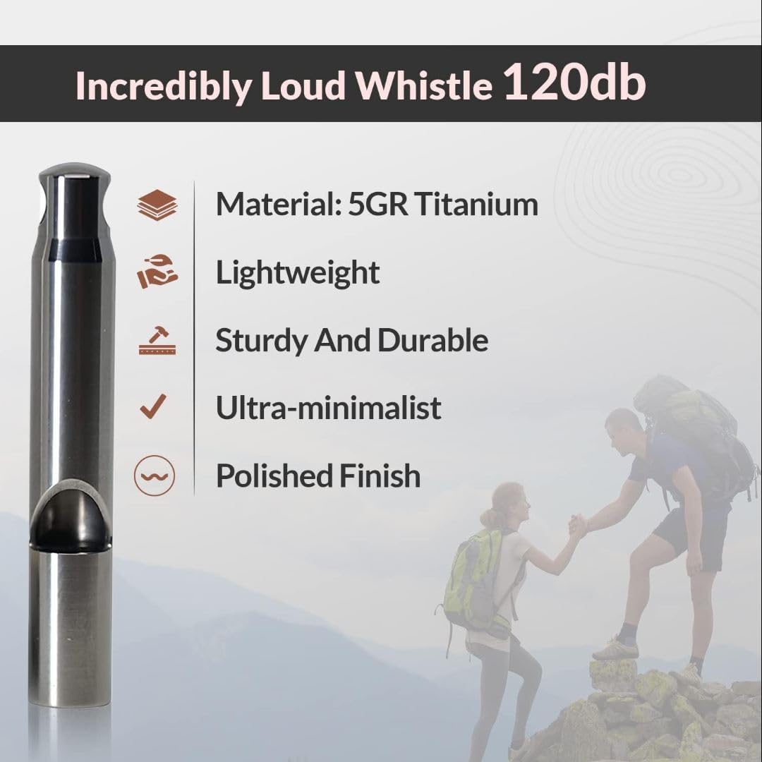 Titanium Emergency Whistle EDC Safety Whistle Loud up to 120db for Outdoor Camping Hiking