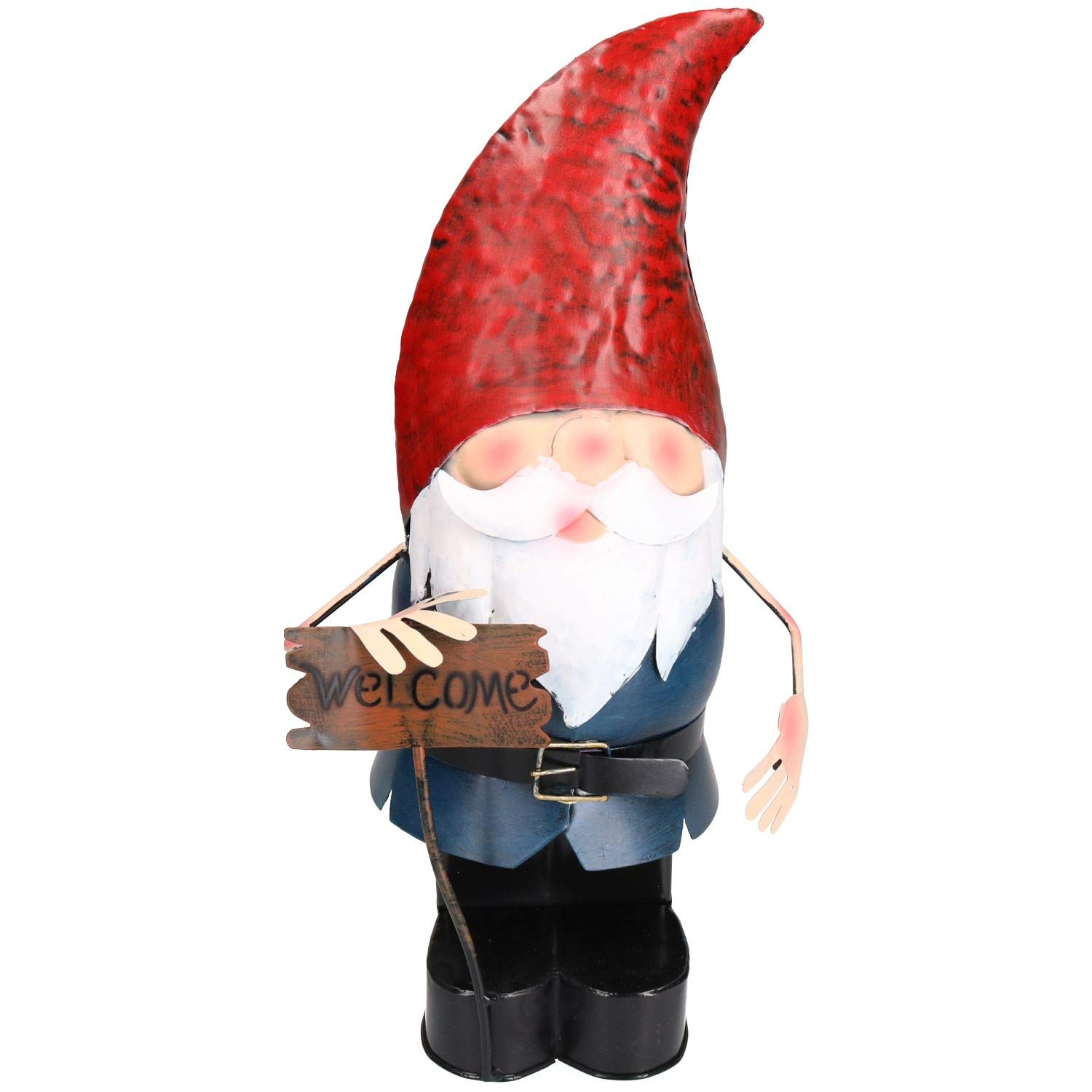 B&Q -  Large Gnome Welcome Sign Garden Sculpture Ornament Statue Metal Decoration