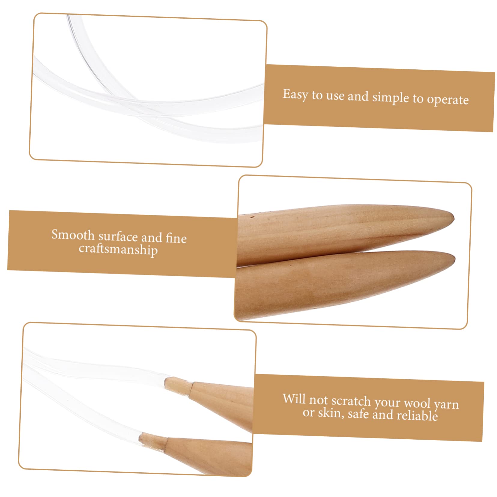 SHINEOFI 4piezas Agujas De Tejer Circulares De Madera Para Mano Agujas Para Bufandas Suéteres y Accesorios De Versátil y Ligera
