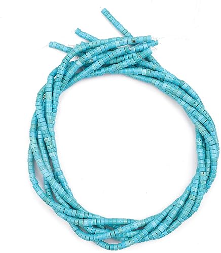 Miniatura 4 de BEADIA Cuentas Espaciadoras de Turquesa Azul Natural Semipreciosas para Hacer Joyas con Encabezados Sueltos 4mmx2mm 38cm