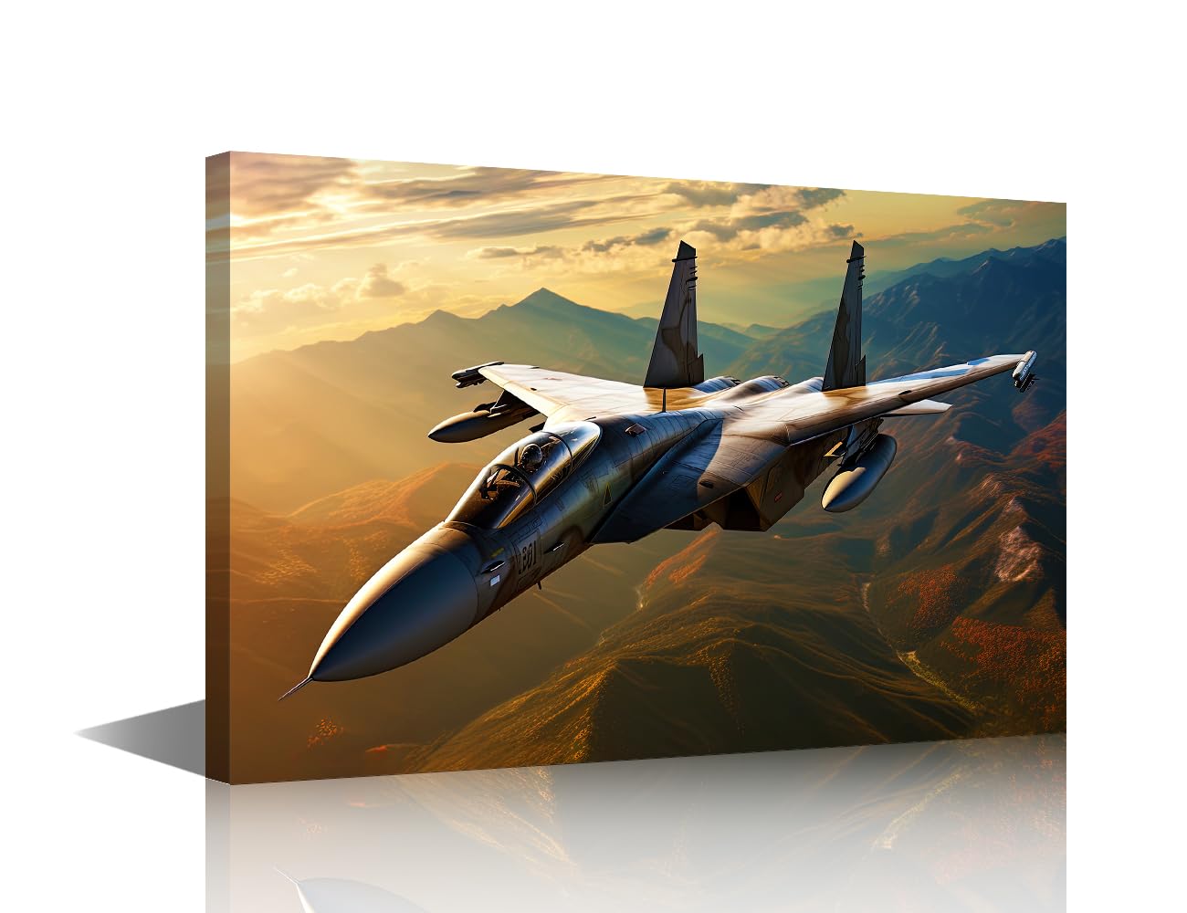 Military Aircraft Canvas Wall Art for Living Room Fighter Jet Wall Art Modern Artwork Contemporary Military Fighter Aircraft Home Decor Print On Canvas Ready to Hang for Bedroom Office (16''Wx 24''H)