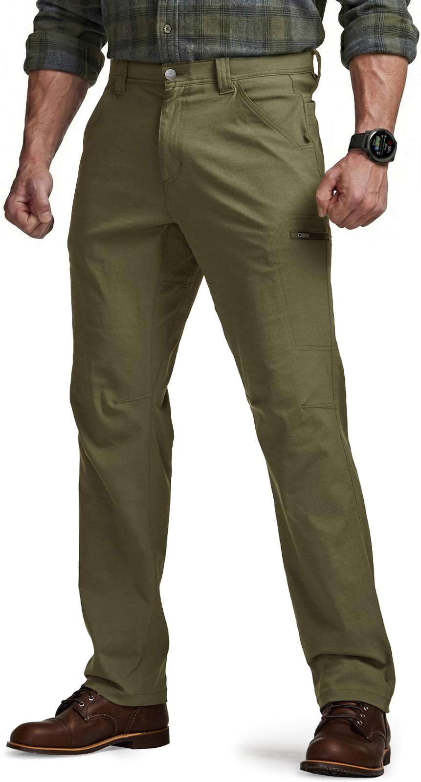 CQR Men's Vent Stretch Pants, Quick Dry Lightweight Casual Cargo Pants, Water Resistant Straight-Fit Utility Work Pants
