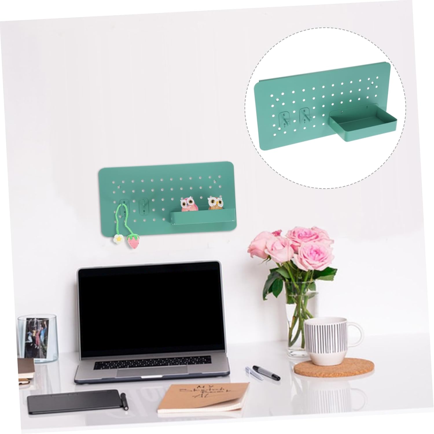 Veemoon Heavy Duty Storage Rack Box Wall Mounted Pegboard Organizer Office Wall Display Organizer Home Office Storage