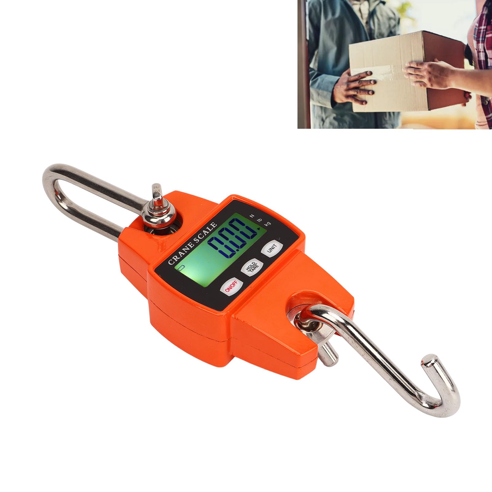 Báscula colgante digital de 300 kg, mini báscula de grúa con pantalla LCD retroiluminada, báscula colgante portátil de alta precisión para pesca, construcción robusta de aleación