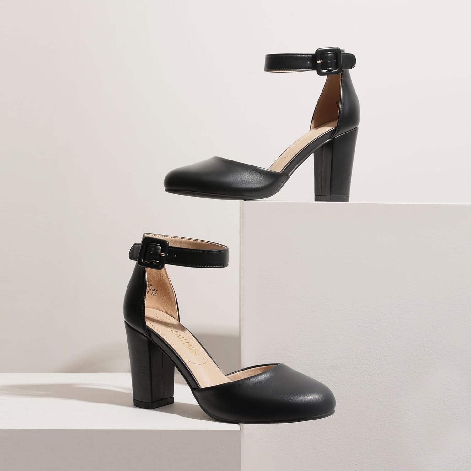 DREAM PAIRS Women's High Heel Ankle Strap Closed Toe Chunky Wedding Pumps Shoes - Image 7