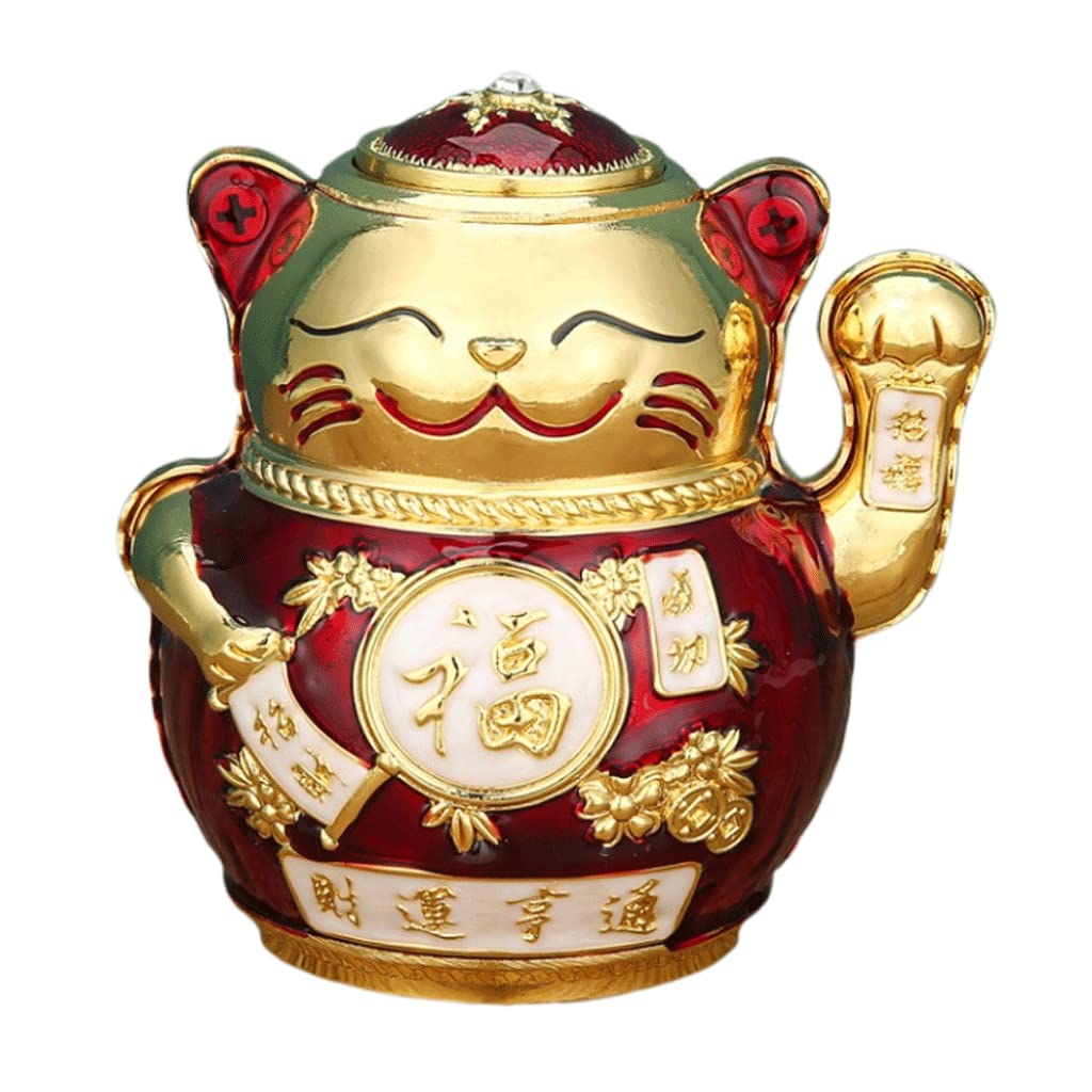 Wdwdw Red Toothpicks Dispenser Toothpick Box Fashion Gorgeous Holder Lucky Cat Push Type Container Creative