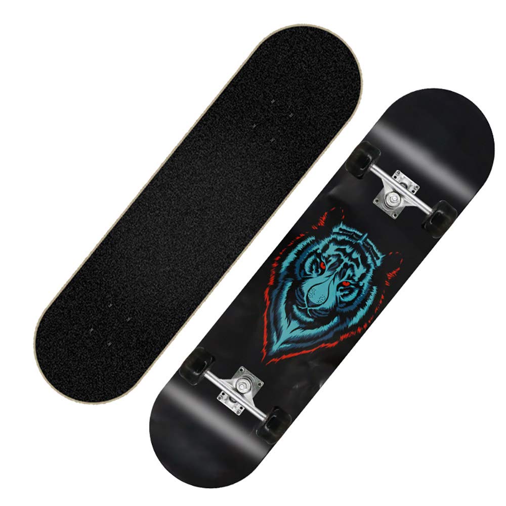 Skateboard Completo, Tabla de Skate Retro Maple Wood Adultos y Niños con Pro Skate Board, Alta Velocidad Rodamientos+PU Rueda, para Principiantes y Profesionales
