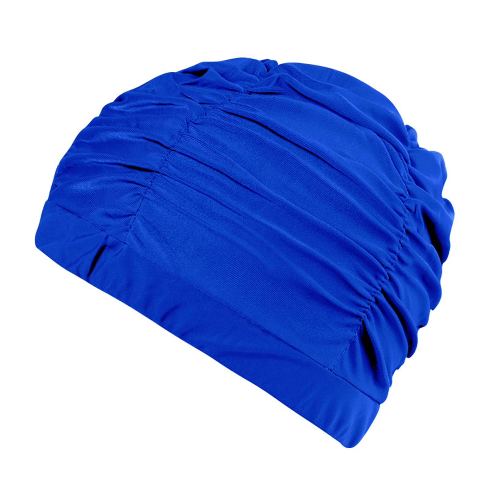 Fabric Swim Caps for Women Man Short/Long Hair Nylon Cloth Swim Caps Elastic Comfort Bathing Caps Pleated Swim Hat