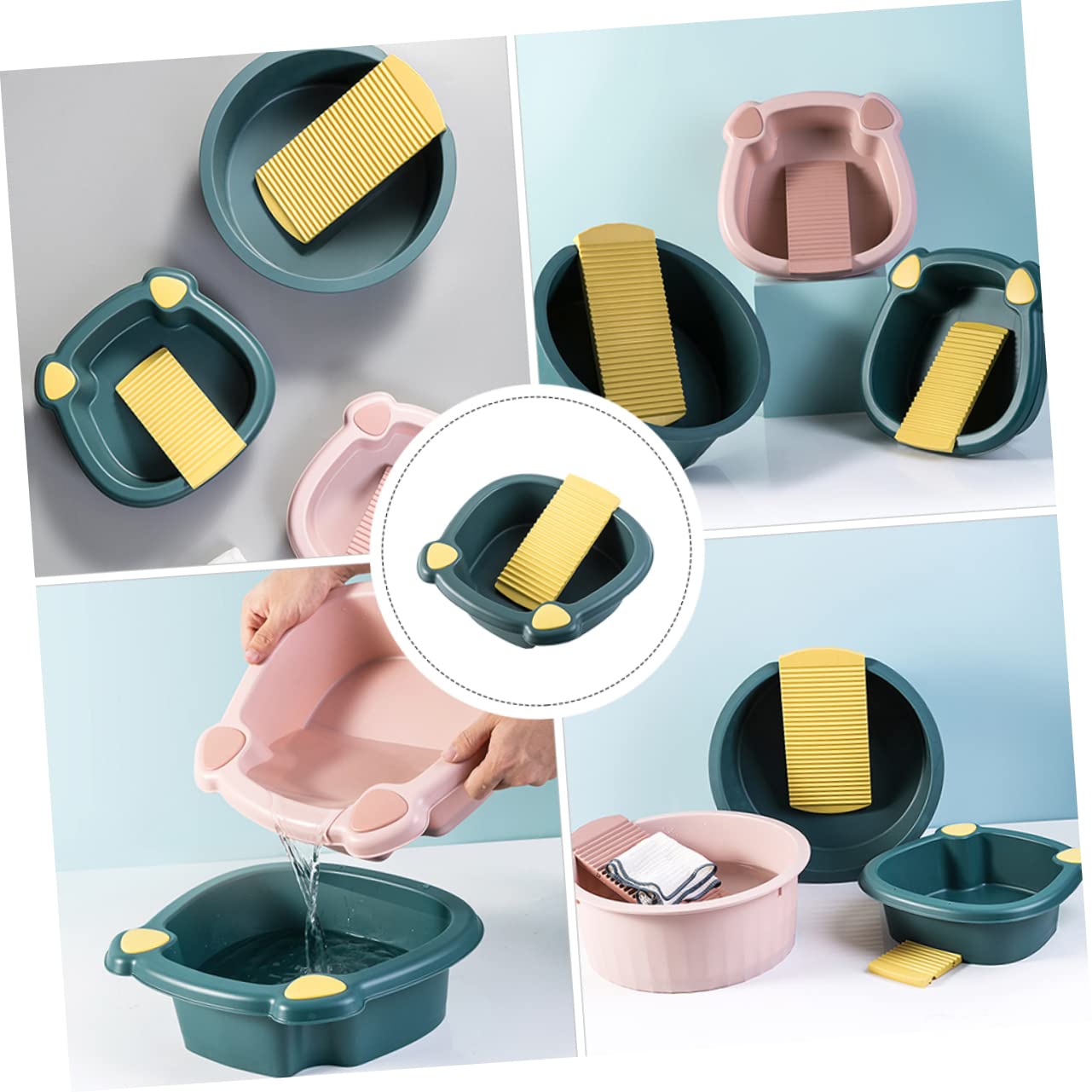 Healvian 1juego Bañera Para Ropa Tablero De Lavado Resistente Altas Temperaturas y Prueba De Fugas Para Dormitorios y Lavados Mano Profundo Mostaza