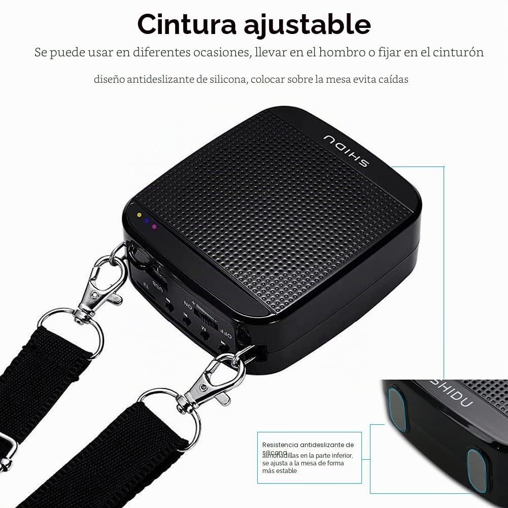 Shidu Amplificador de Voz con micrófono portatil Profesional Mini amplificadores de Voz 30W batería Recargable Sistema de megafonía con micrófonos para Profesores, aulas, reuniones y Exteriores