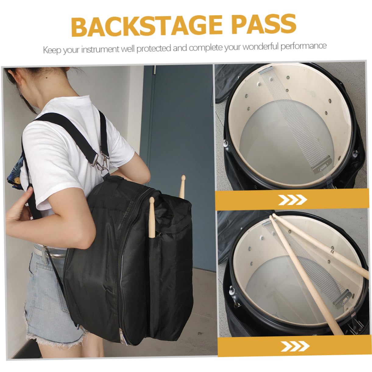 Abaodam Bolsa Para Caja De Batería De Tela Oxford Negra, Mochila Para Accesorios De Percusión Con Asas Reforzadas y Correas Ajustables, Bolsa De Almacenamiento Portátil Para Instrumentos De Percusión