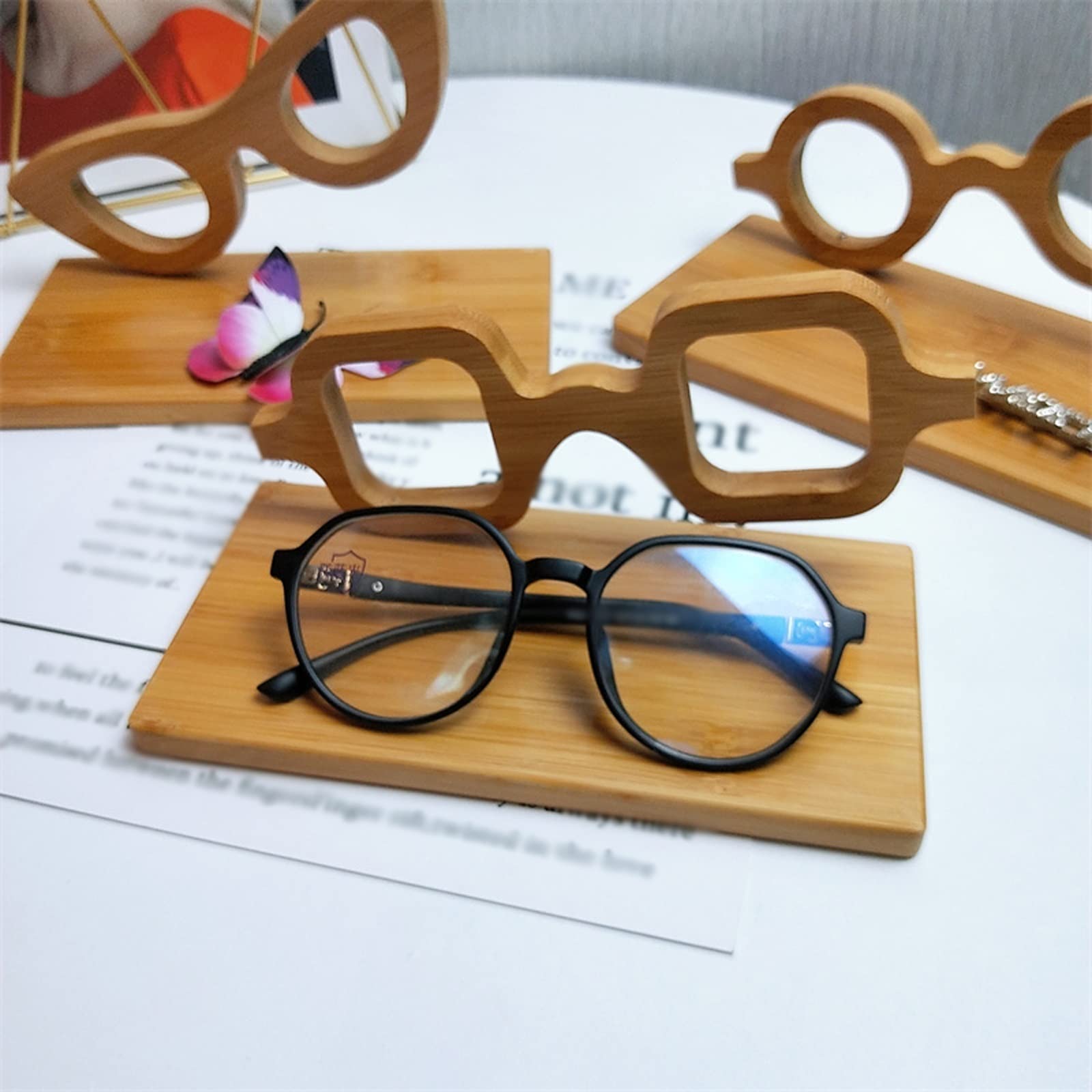 UNNS Kreative Brille Display Ständer Sonnenbrillen Display Ständer Brille Lagerräder Brille Halteholz Holz (Color : A)