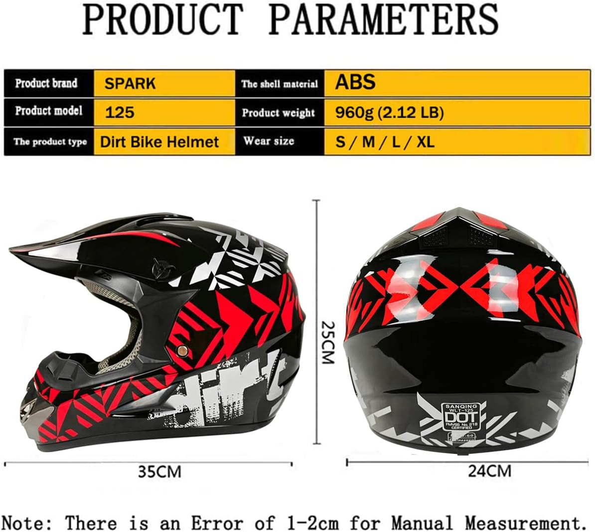 Youth Dirt Bike Helmets DOT Approved Fashion Kids Motocross, ATV, Off-Road, Four Wheelers, BMX Motorcycle Bike Helmets (Goggles Gloves Faceshield)