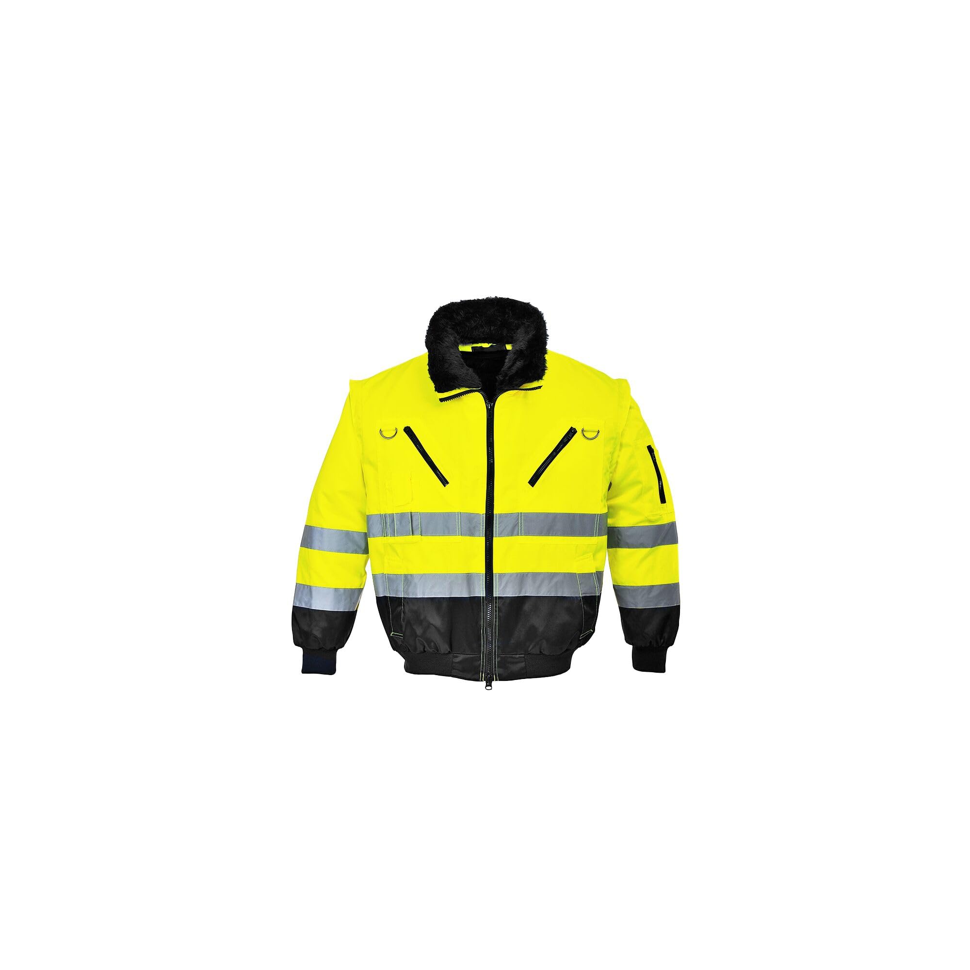 Portwest Men's Hi-Vis 3in1 Pilot Jacket, Yellow / Black, 3XL