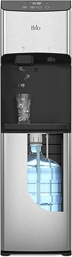 Brio 520 ICE Water Dispenser for 5 Gallon Bottle | Bullet Ice Maker Bottom Load Cooler | UV Self Cleaning, LED Touch Display with Digital Clock,