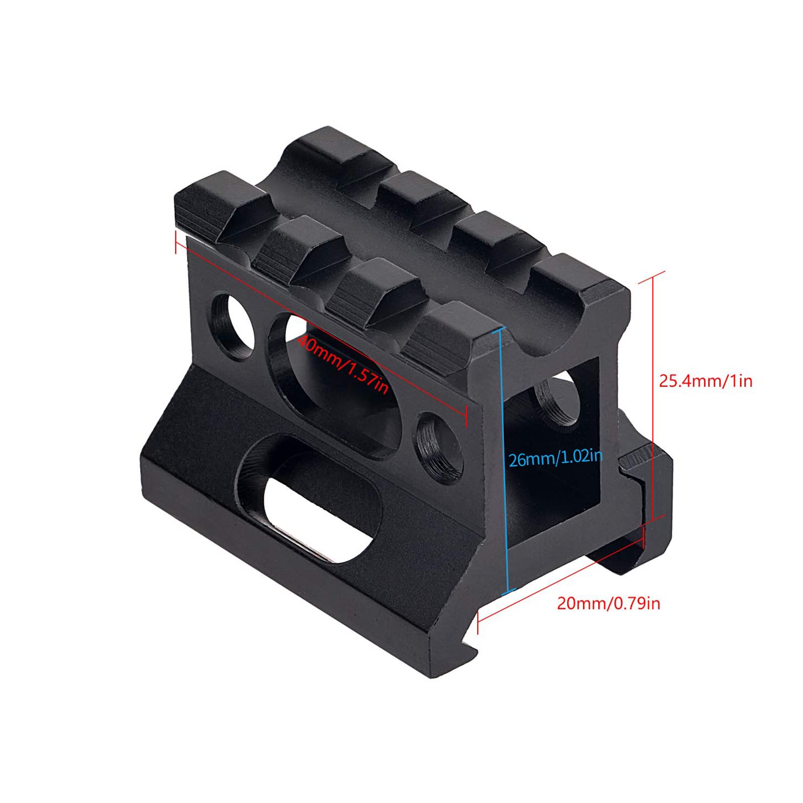 Montaje de Elevador Corto Picatinny de Aluminio de 1" 3 Ranuras Táctico