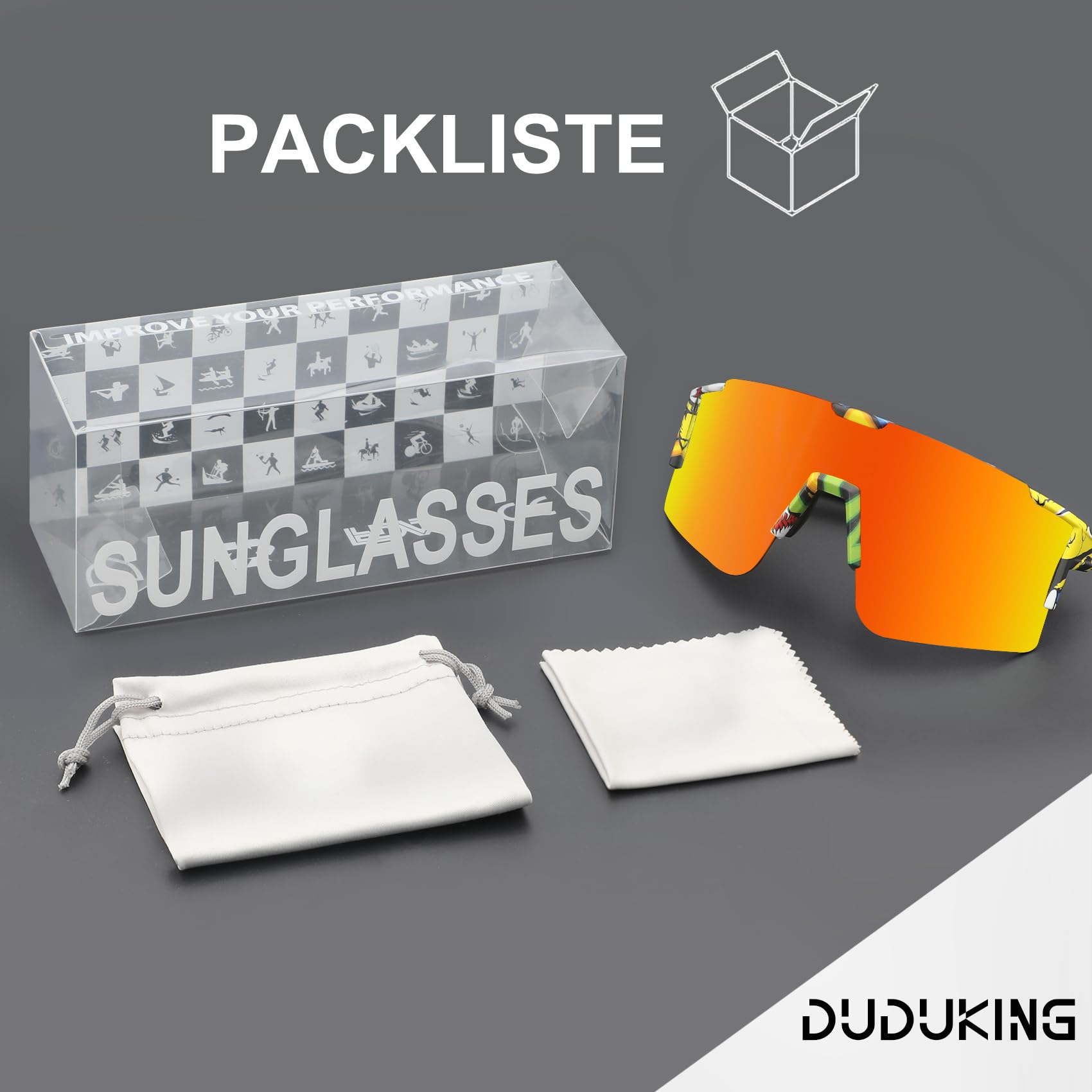 DUDUKING Gafas de sol deportivas para hombre y mujer, con impresión de transferencia de agua, para deportes al aire libre, ciclismo, correr, golf, protección UV 400, gafas de béisbol